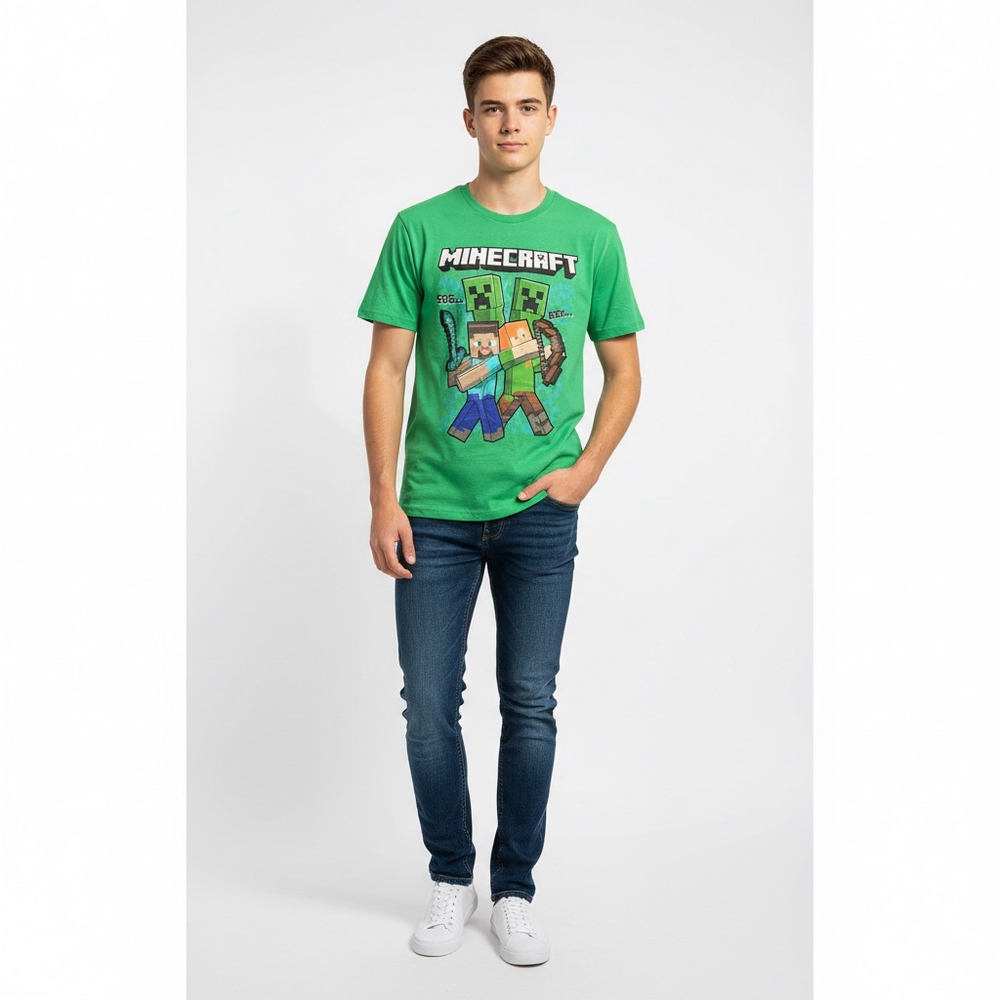 Boys Minecraft Green Short Sleeve Tee - Size XXL